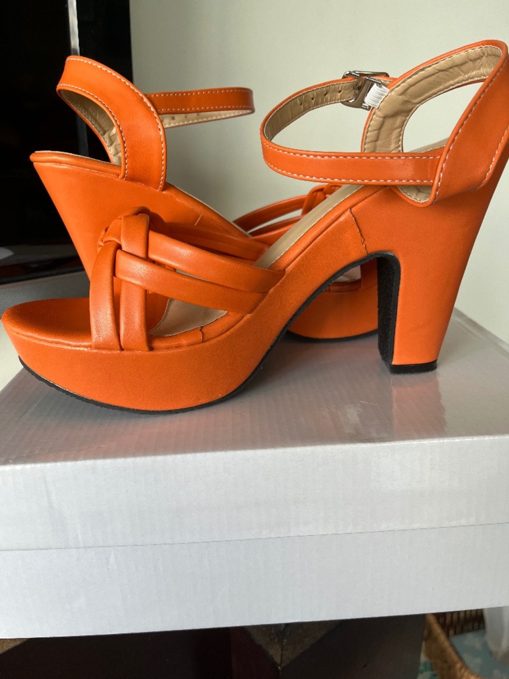 Orange platform heel